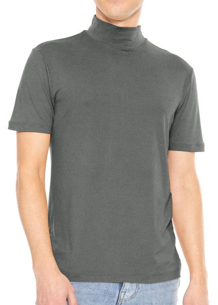 Men’s Oh So Soft Luxe Mock Neck Turtleneck Short Sleeve Shirt Casual Pullover Top