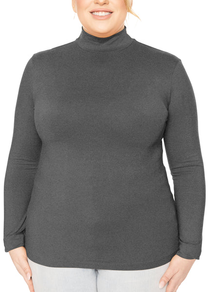 Women's and Plus Oh So Soft Long Sleeve Mock Turtleneck Top Regular Fit Everyday Wear