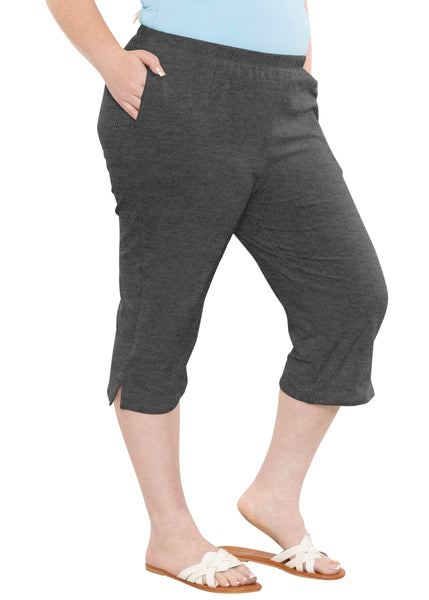 Women’s and Plus Size Cotton Straight Leg Cropped Pants with Pockets | Soft and Casual