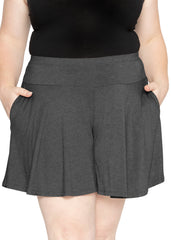 Women’s and Plus Size Flowy Wide Leg Shorts with Pockets