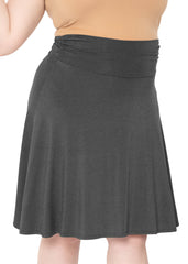 Women's & Plus Size Knee Length Ruched Waist Flowy Skirt