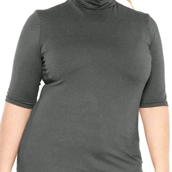 Women's Plus Size Warm Short Sleeve Turtleneck Top | Ultra Soft
