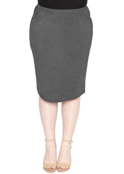 Women's Plus Size Soft Stretch MIDI Skirt