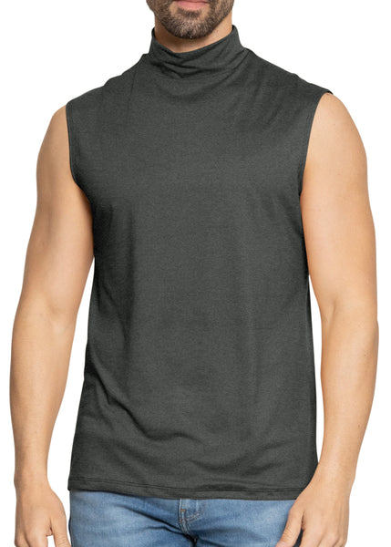 Men’s Oh So Soft Luxe Mock Neck Turtleneck Sleeveless Shirt Casual Pullover Top
