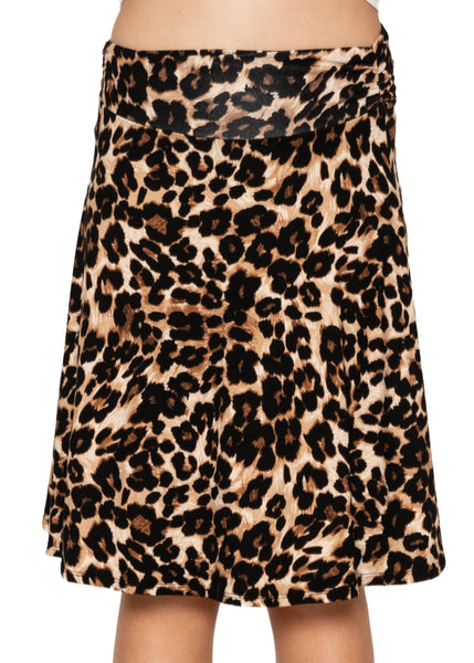 Youth Girl's Flowy Knee Length Skirt with Ruched Waistband