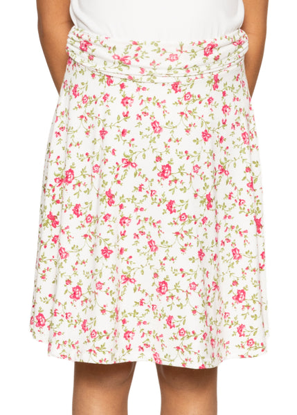 Youth Girl's Flowy Knee Length Skirt with Ruched Waistband