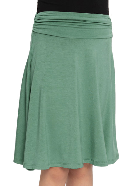 Youth Girl's Flowy Knee Length Skirt with Ruched Waistband