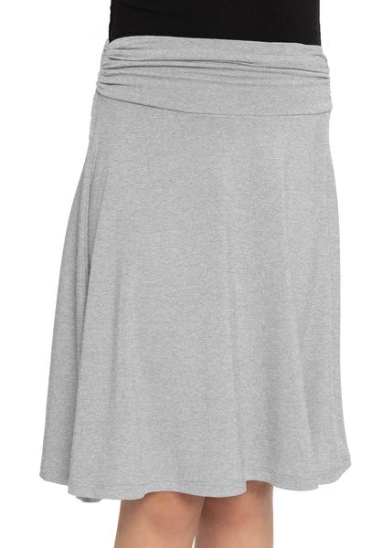 Youth Girl's Flowy Knee Length Skirt with Ruched Waistband