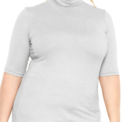 Women's Plus Size Warm Short Sleeve Turtleneck Top | Ultra Soft