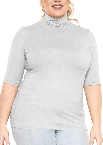 Women's Plus Size Warm Short Sleeve Turtleneck Top | Ultra Soft