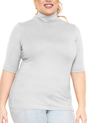 Women's Plus Size Warm Short Sleeve Turtleneck Top | Ultra Soft