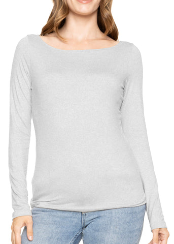 Women's and Plus Oh So Soft Long Sleeve Boat Neck Top