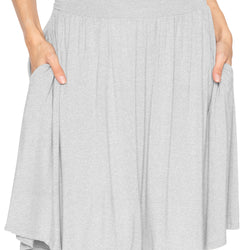 Women's and Plus Size Scoop Hem Flare Mid Length Skirt with Pockets
