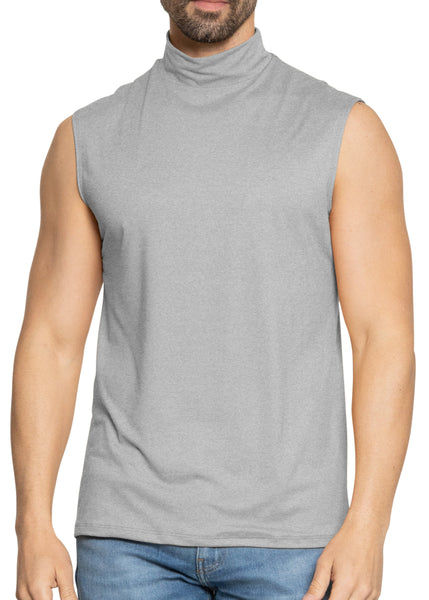 Men’s Oh So Soft Luxe Mock Neck Turtleneck Sleeveless Shirt Casual Pullover Top