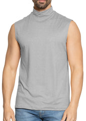 Men’s Oh So Soft Luxe Mock Neck Turtleneck Sleeveless Shirt Casual Pullover Top
