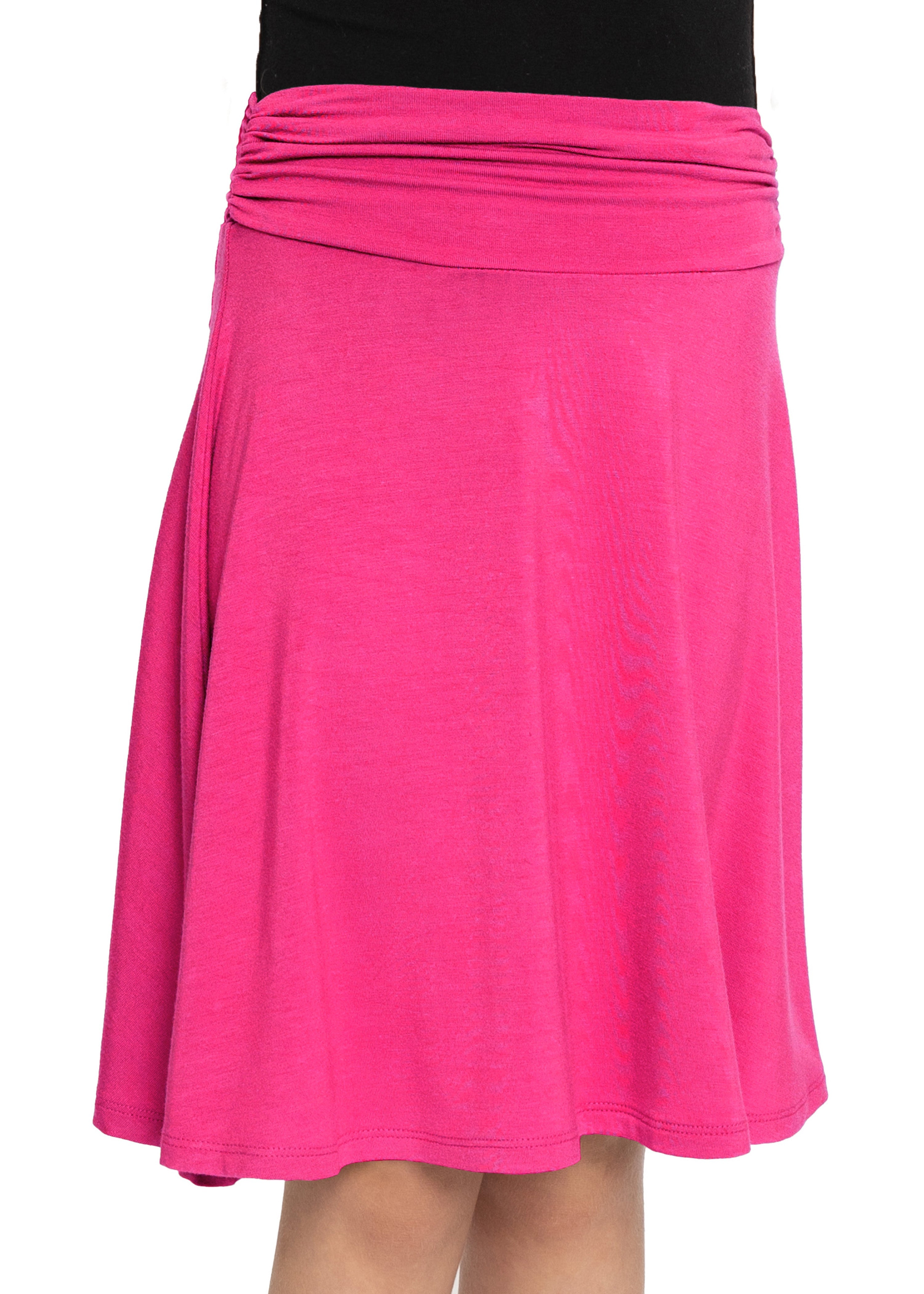 Youth Girl’s Flowy Knee Length Skirt with Ruched Waistband