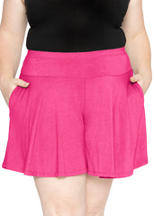 Women’s and Plus Size Flowy Wide Leg Shorts with Pockets
