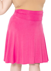 Women's & Plus Size Knee Length Ruched Waist Flowy Skirt