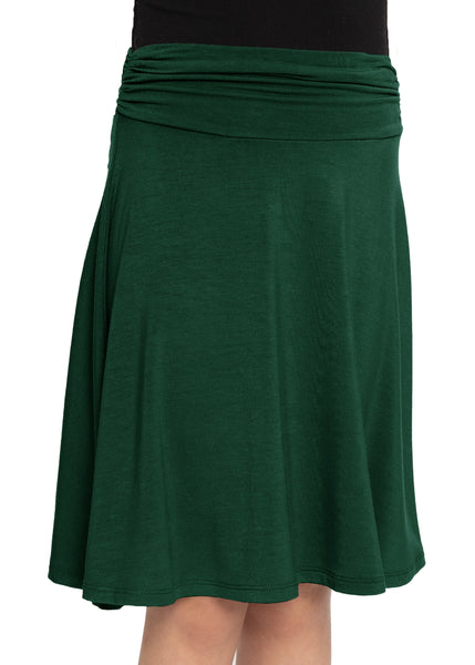 Youth Girl's Flowy Knee Length Skirt with Ruched Waistband