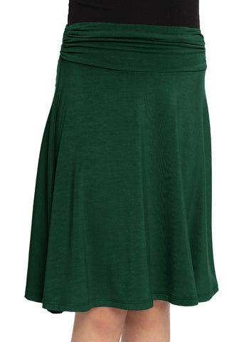 Youth Girl’s Flowy Knee Length Skirt with Ruched Waistband More Colors
