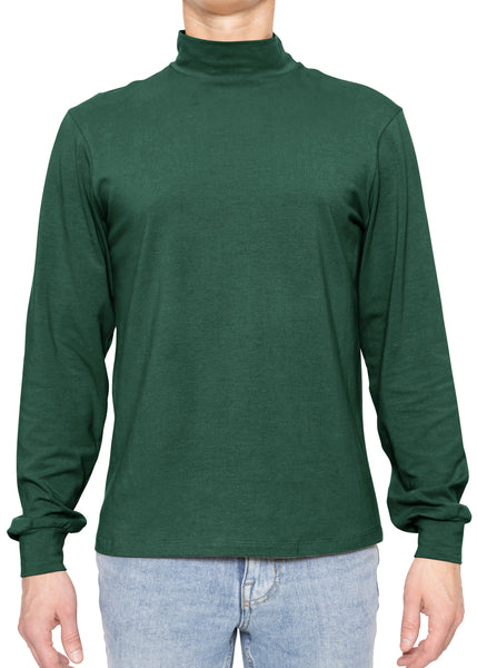 Men's Cotton Mock Neck Cuffed Long Sleeve Top