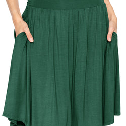 Women's and Plus Size Scoop Hem Flare Mid Length Skirt with Pockets