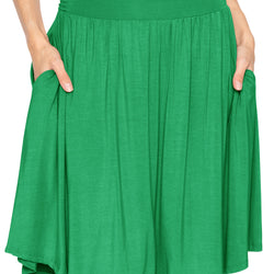 Women's and Plus Size Scoop Hem Flare Mid Length Skirt with Pockets