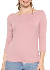 Women's and Plus Oh So Soft ¾ Boat Neck Top