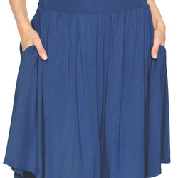 Women's and Plus Size Scoop Hem Flare Mid Length Skirt with Pockets