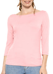 Women's and Plus Oh So Soft ¾ Boat Neck Top