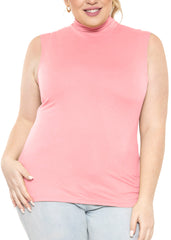 Women's Plus Oh So Soft Sleeveless Mock Neck Top - Perfectly Stylish, Cozy Essential for Everyday