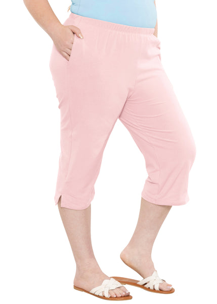 Women’s and Plus Size Cotton Straight Leg Cropped Pants with Pockets | Soft and Casual