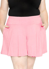 Women’s and Plus Size Flowy Wide Leg Shorts with Pockets