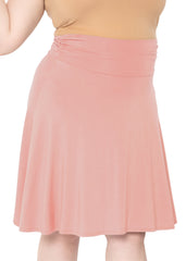Women's & Plus Size Knee Length Ruched Waist Flowy Skirt