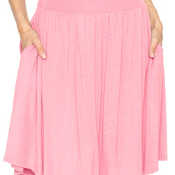 Women's and Plus Size Scoop Hem Flare Mid Length Skirt with Pockets