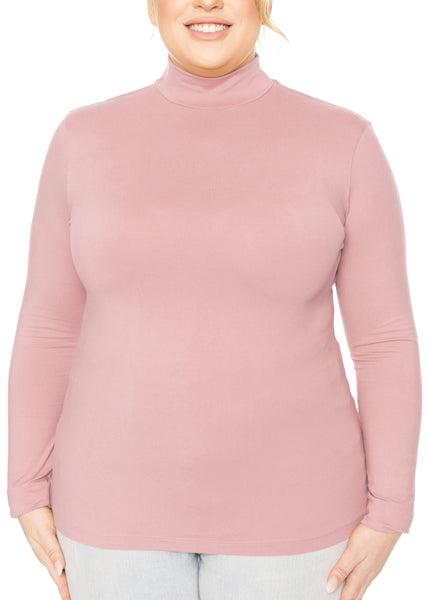 Women's and Plus Oh So Soft Long Sleeve Mock Turtleneck Top Regular Fit Everyday Wear