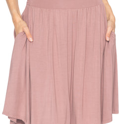 Women's and Plus Size Scoop Hem Flare Mid Length Skirt with Pockets