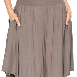 Women's and Plus Size Scoop Hem Flare Mid Length Skirt with Pockets