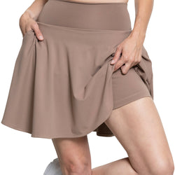 Women’s and Plus Ultra Flex High Waist Tennis Skirt with Pockets and Built in Shorts