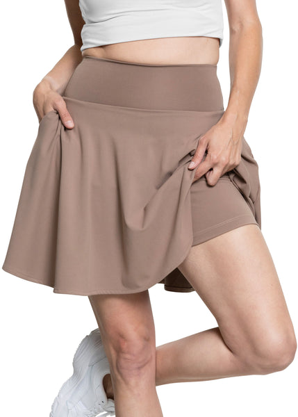 Women’s and Plus Ultra Flex High Waist Tennis Skirt with Pockets and Built in Shorts