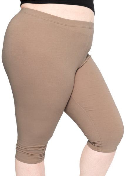 Women's Plus Size Knee Length Cotton Leggings