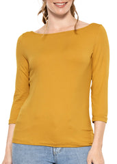 Women's and Plus Oh So Soft ¾ Boat Neck Top