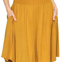 Women's and Plus Size Scoop Hem Flare Mid Length Skirt with Pockets