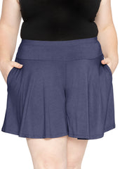 Women’s and Plus Size Flowy Wide Leg Shorts with Pockets
