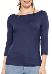 Women's and Plus Oh So Soft ¾ Boat Neck Top