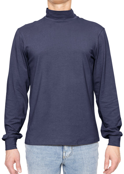Men's Cotton Mock Neck Cuffed Long Sleeve Top