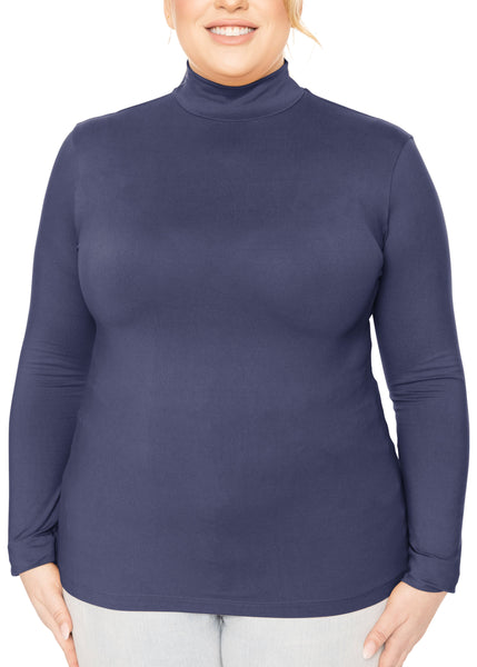 Women's and Plus Oh So Soft Long Sleeve Mock Turtleneck Top Regular Fit Everyday Wear