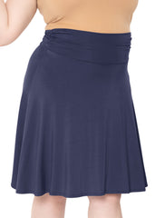 Women's & Plus Size Knee Length Ruched Waist Flowy Skirt