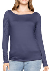 Women's and Plus Oh So Soft Long Sleeve Boat Neck Top