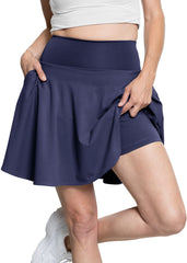 Women’s and Plus Ultra Flex High Waist Tennis Skirt with Pockets and Built in Shorts
